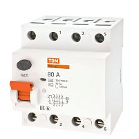 Выключатель дифференциальный (УЗО) ВД1-63 4п 80А 300мА тип AC | код. SQ0203-0046 | TDM